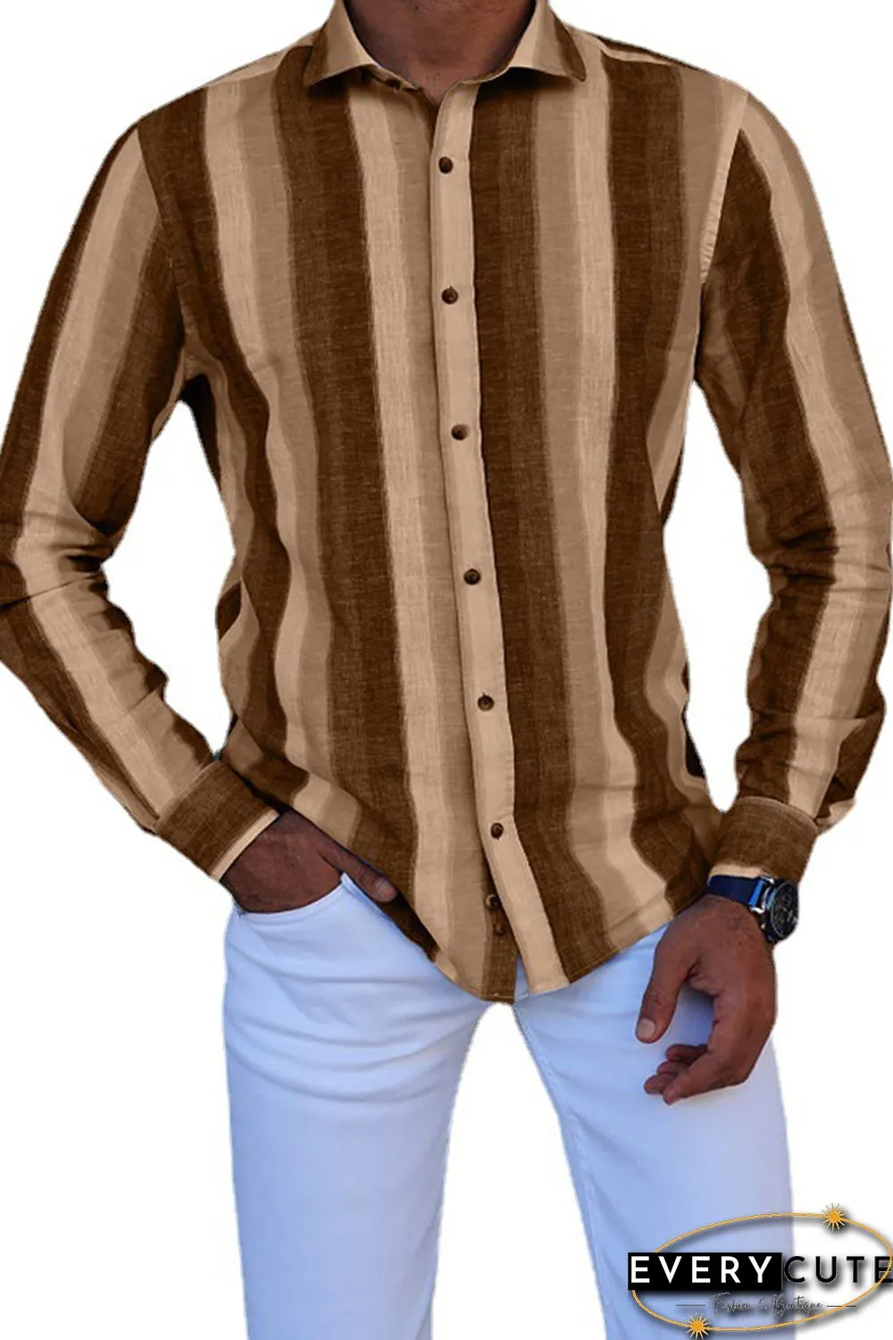 Slim Fit Long Sleeve Striped Men Shirt