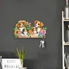 Wooden Special Shaped Warm Dog Family Diamond Art Craft Wall Hooks Home Decor