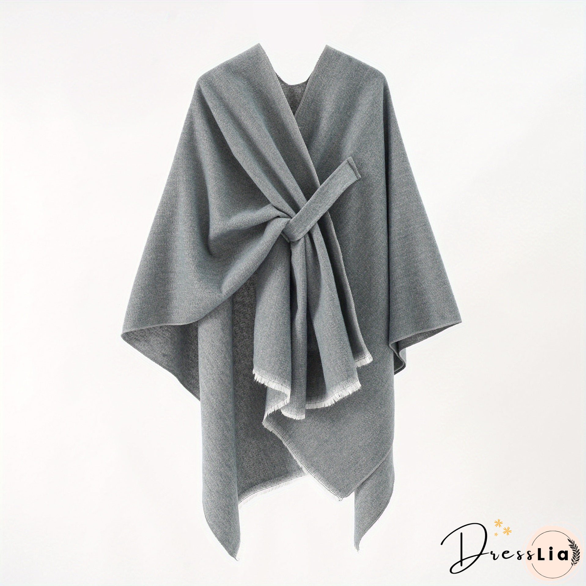 Solid Color Comfortable Shawl With Sleeves, Multifunctional Outdoor Windproof And Coldproof Cloak