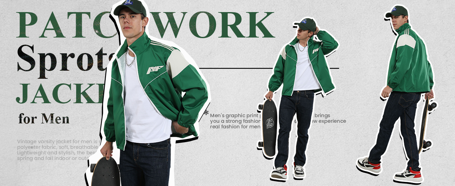 Men's Patchwork Varsity Jacket