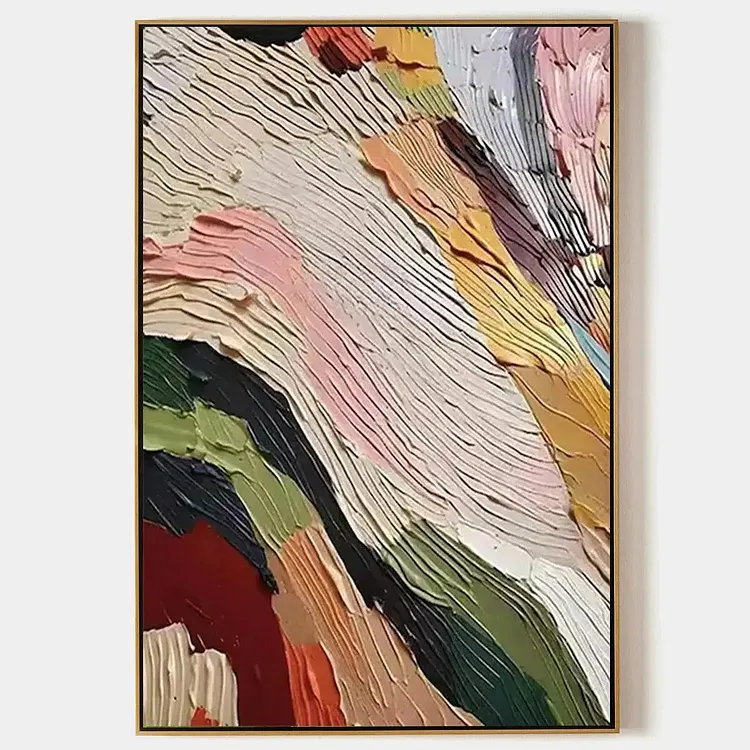 COLORFUL RIDGE: Textured Abstract Painting, Colorful Wall Art, Vertical Canvas, Impasto Decor（Canvas painting）