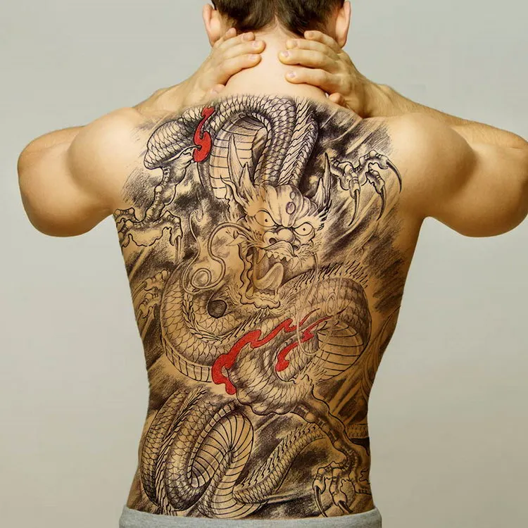 temporary men tattoos water transfer tattoo full back large tatoo fake dragon wings tattoo and body art sticker sexy decals big