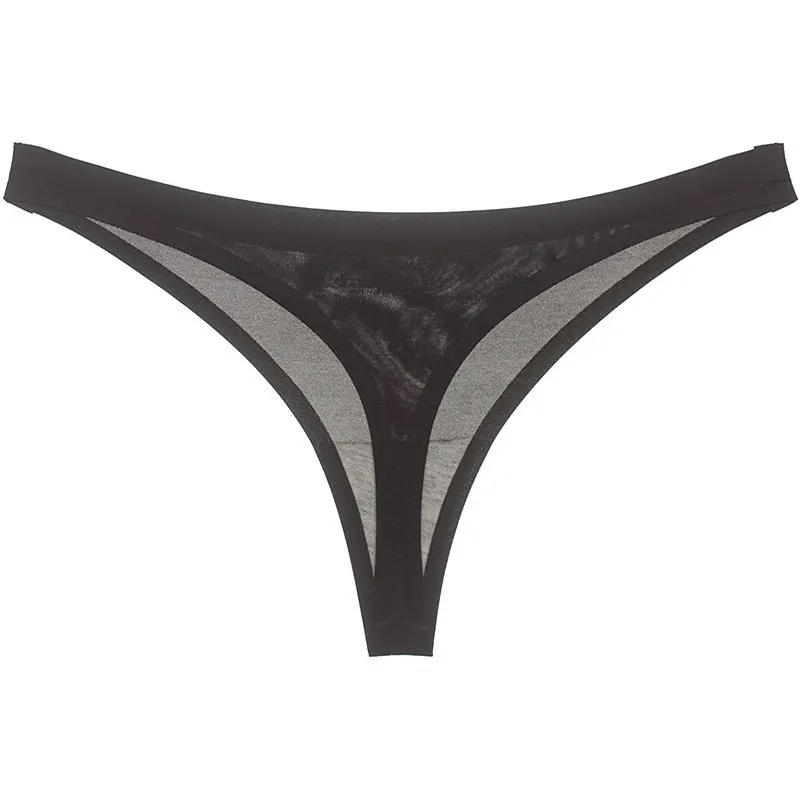 Women's Thong Underwear Ice Silk T-back G String Sexy Brief Ultra-thin Thongs Female Panty Tangas Low-Rise Panties Lingerie