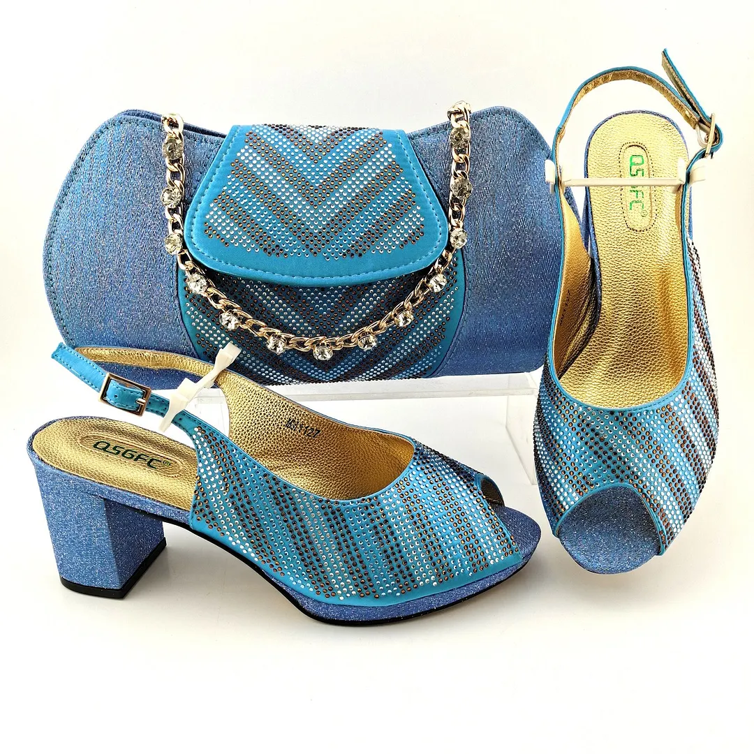 Italian Design Decoration Concise Shoes and Bag For Party Nigerian Fashion Women Shoes and Bag Set