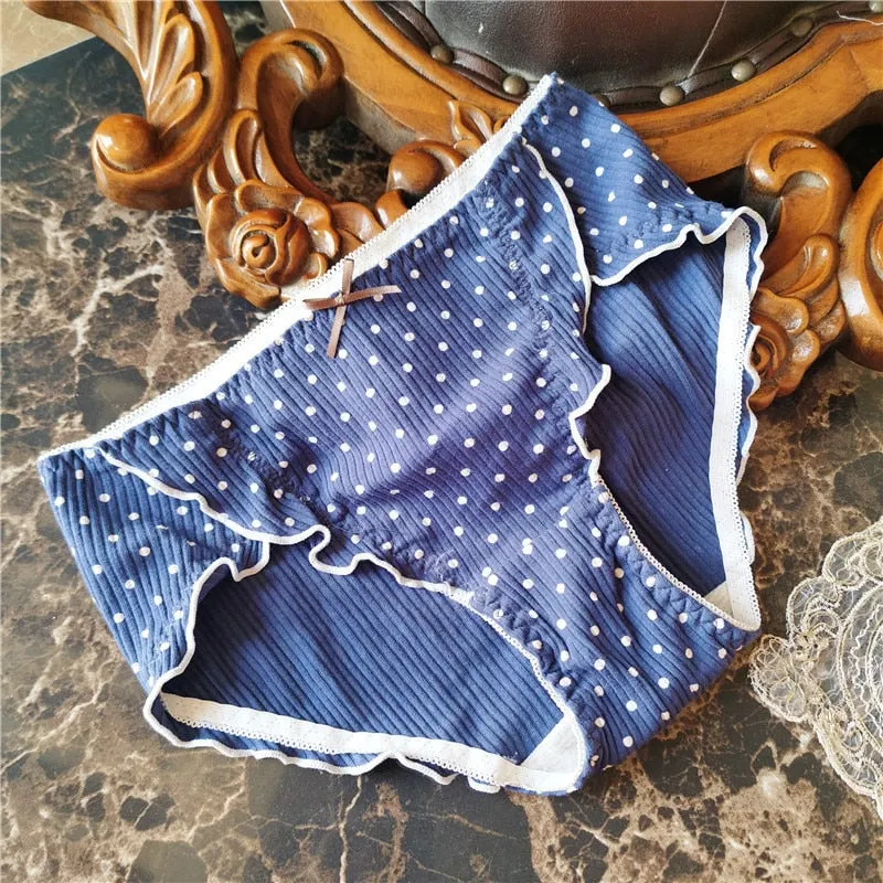 2021 Women's Cotton Underwear Sexy Lace Panties Fashion Bow  Briefs Low Waist Seamless Dot Underpants Female Lingerie Cute