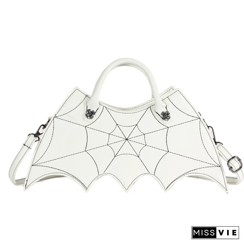 Spider Web Print Bat Irregular Crossbody Bag