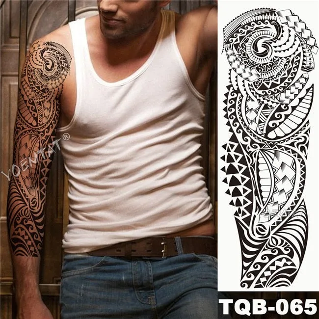 Large Arm Sleeve Tattoo Owl Angel Rose Waterproof Temporary Fake Tatoo Sticker Skull Fox Wings Men Women Full Totem Tatto Artes