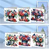 6pcs Diamond Painting Independence Day Flowers Greeting Card with Envelope for Family Friends Holiday Gift Congratulations