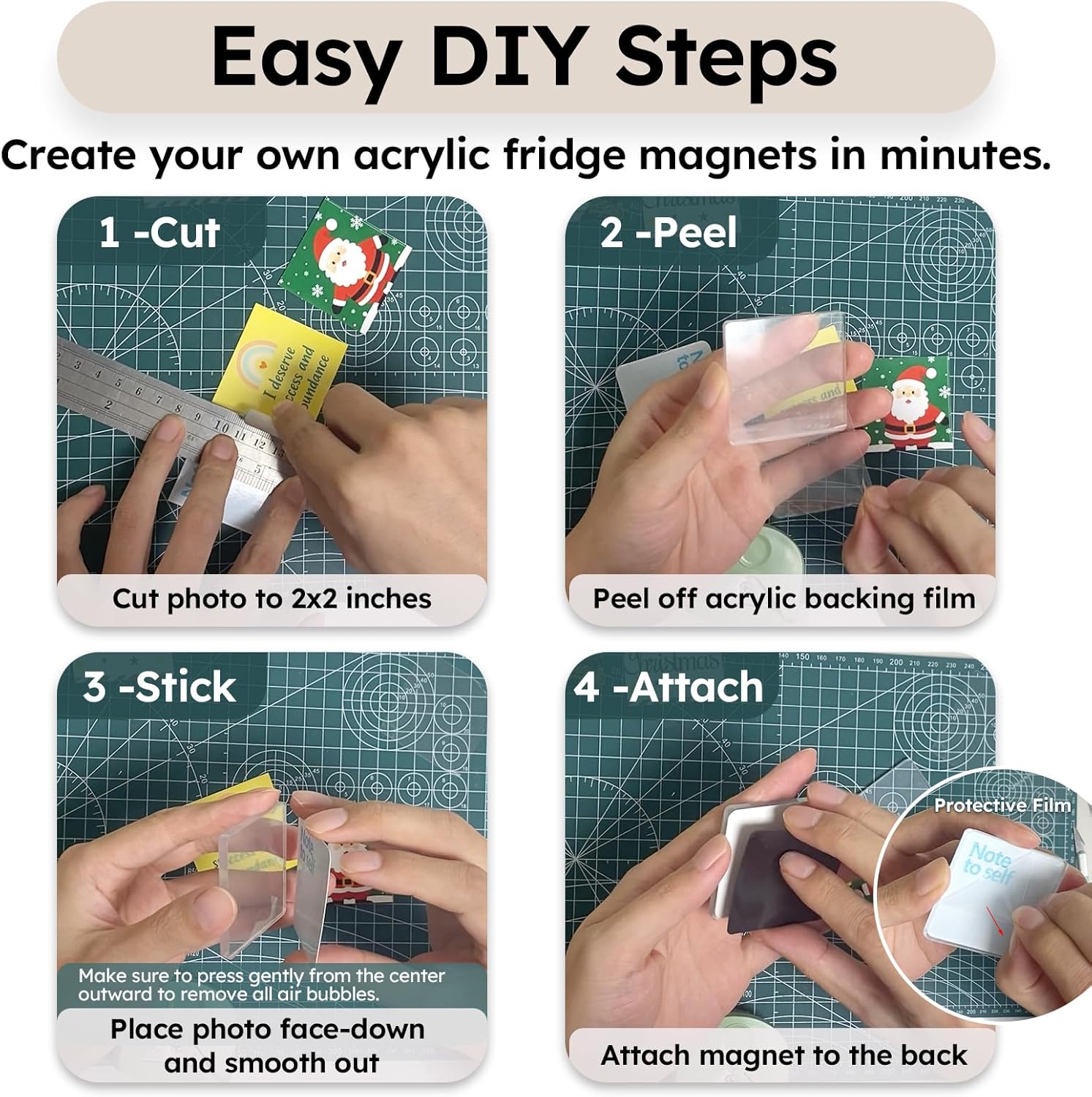 10 Pack 2"x2" Clear Acrylic DIY Fridge Magnets Set with Adhesive Backing – Square Magnetic Photo Frames for Crafts, Kitchen, Classroom, Party & Office Decoration 10 Pack 2"x2" Clear Acrylic DIY Fridge Magnets Set with Adhesive Backing – Square Magnetic Photo Frames for Crafts, Kitchen, Classroom, Party & Office Decoration