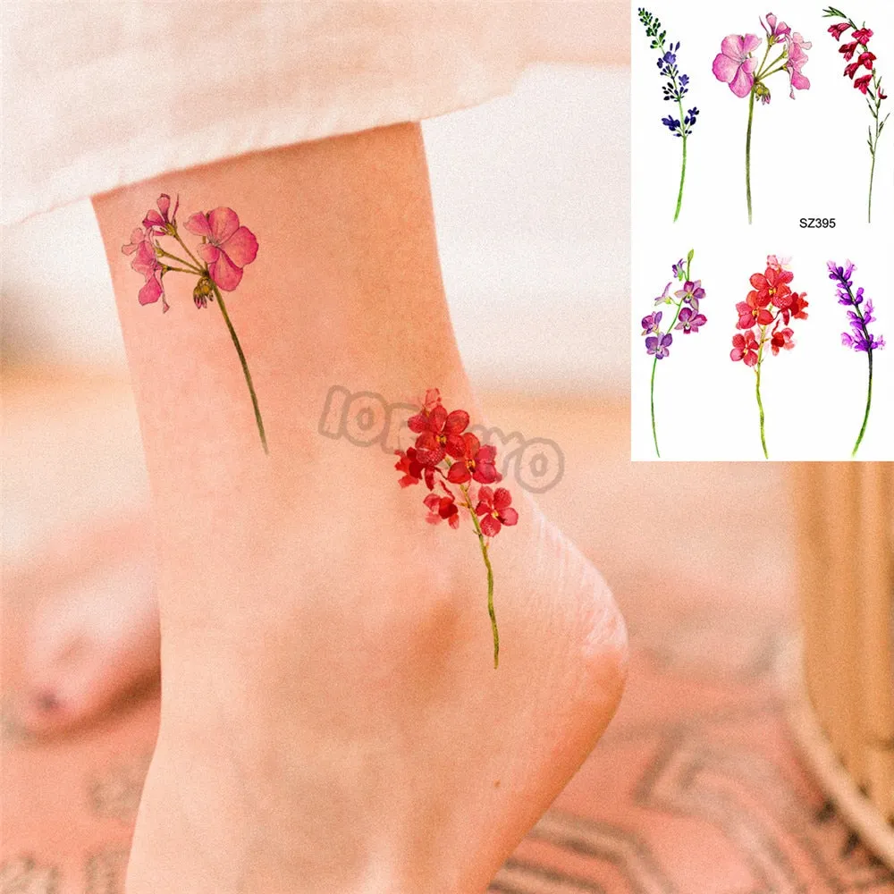 Black Dandelion With Creative Tattoos For Women Men Realistic Sea Wave Mountain Lavender Fake Tattoo Sticker Arm Leg Tatoos 3D