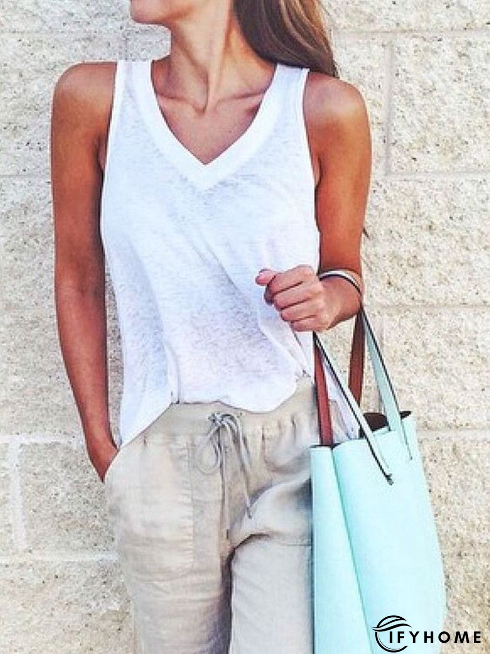 Women Solid Shift Casual Sleeveless shirt & Top | IFYHOME