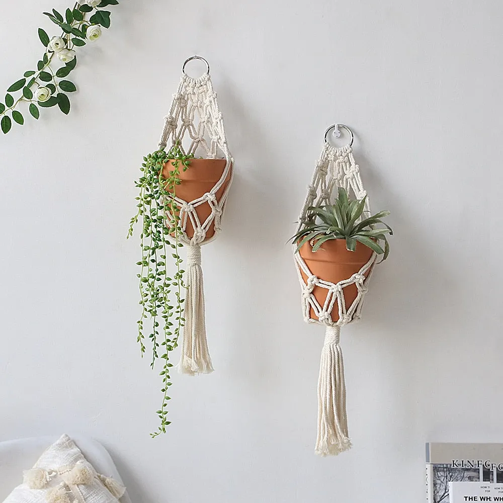 Boho Macrame Plant Hanger Indoor Outdoor Hanging Planter Decor Basket Flower Pot Holder Garden Home Decor Decoration