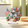 >SALE<American Flag Special Shape Diamond Painting Desktop Home Ornament (House 4)