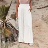 Pantalon smock&eacute; &agrave; poches en m&eacute;lange de lin Fresh Air