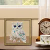 Owl DIY Special Shape Double sided Print Clear Diamond Art Kit Wooden Framed Diamond Painting Kit(22x22cm)