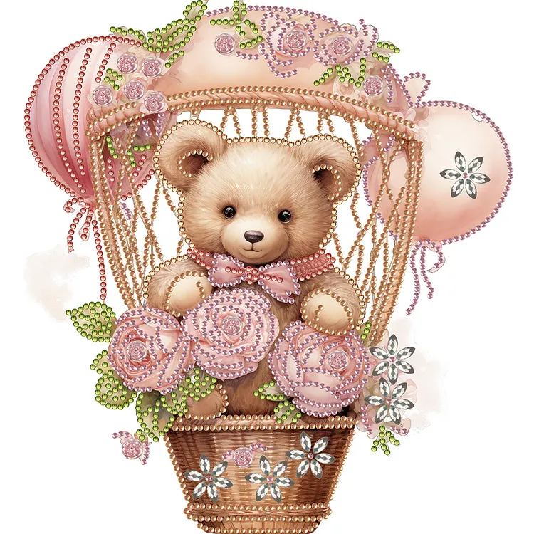Flowers Hot Air Balloon Bear 30*30CM (Canvas) Special Drill Diamond Painting gbfke