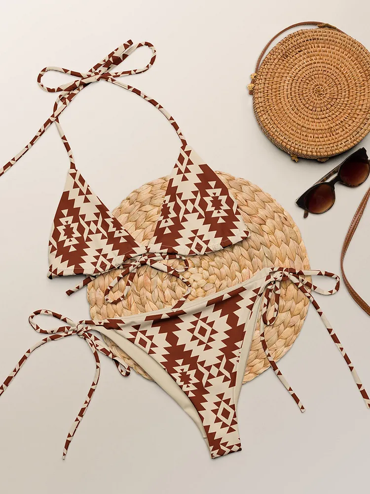 Western Red Aztec Print Bikini
