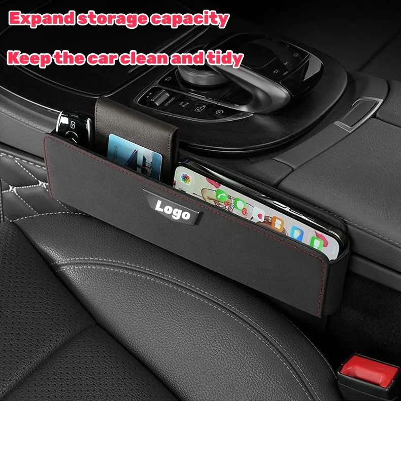 High-end customized car logo suede car seat storage box