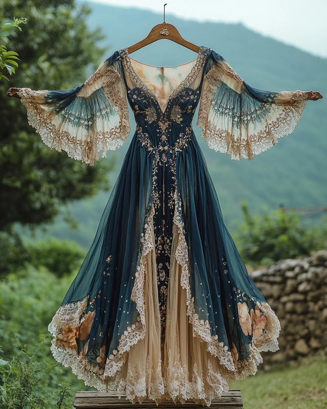Summer Holiday Ruffle Lace Contrast Maxi Dress a263