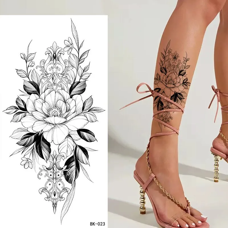 Sdrawing Tattoos New Flash Waterproof Temporary Tattoo Sticker Lip Print Flowers Butterfly Body Art Arm Fake Sleeve Tatoo for Women