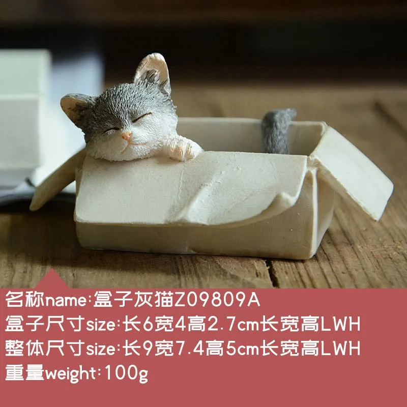 Everyday Collection Cute Cartoon Cat Animal Figurine Miniature Fairy Desk Ornament Modern Home  Decoration Gifts for Girls
