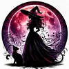 Witch And Cat Silhouette-11CT Stamped Cross Stitch 45*45cm/17.72*17.72in