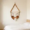 Boho Floating Shelves for Wall Decor with Wood Shelves & Macrame Leaf Floating Storage Display Shelving No Drilling for Bathroom Bedroom Office Living Room Dorm