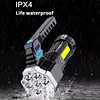 USB Charging IPX 4 LED Camping Waterproof Flashlight Search Light 4 Light Modes