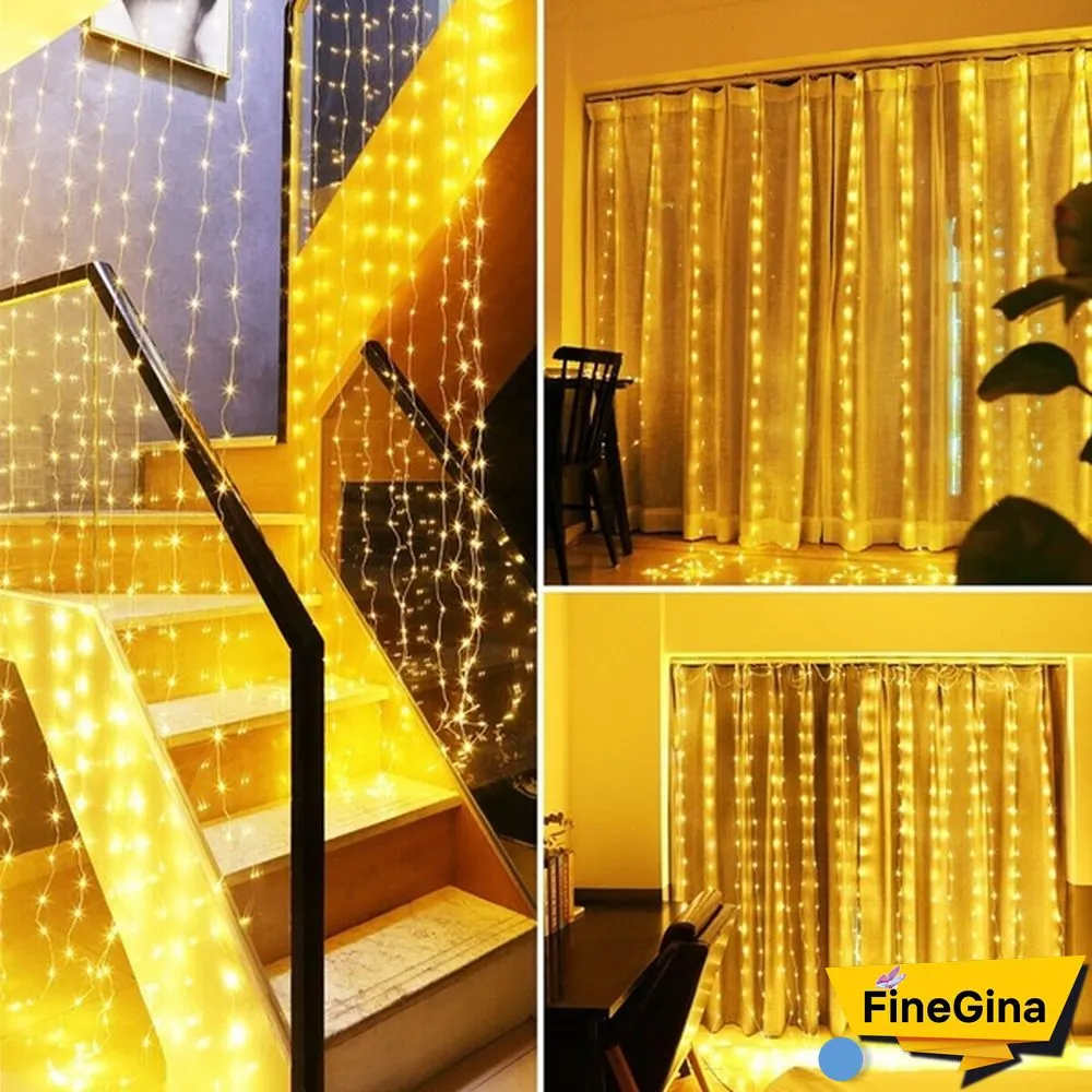 300LED Curtain String Lights 8 Modes with Remote Control Waterproof Fairy Lights Wedding Party Room Christmas Decoration Lights USB Powered