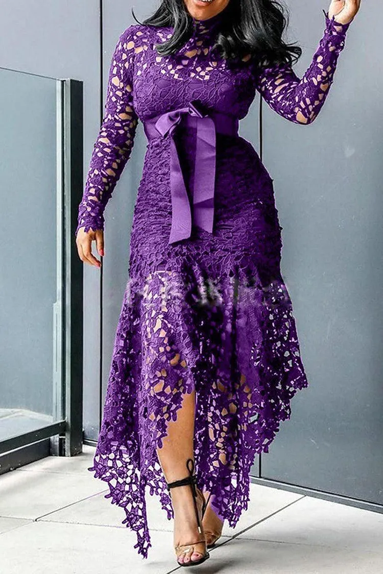 Xpluswear Plus Size Formal Sheer Maxi Dresses Long Sleeve Lace 2024 - Xpluswear