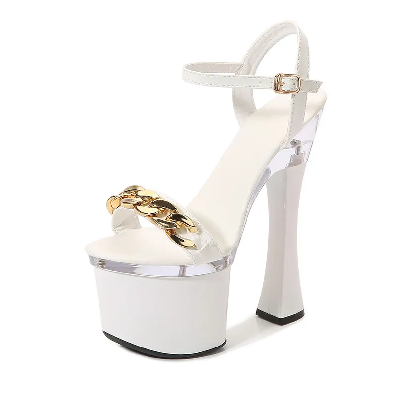 Breakj Breakj Even Buckle Hate Day High Nightclub Super High-Heeled Shoes Sandals Women's Work Shoes Runway Show Pole Dance Shoes Waterproof Platform