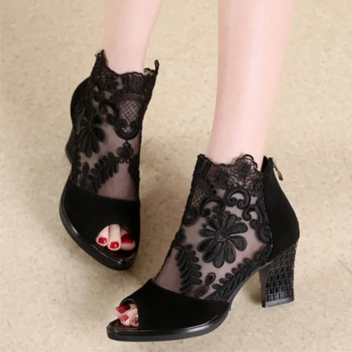 Summer Mesh Peep Toe Sandals Sexy Heels Single Shoes Women Shoes In Europe America 2020 Spring Summer Pumps Gauze Mujer