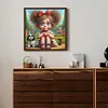 Dog And Girl In The Garden-Full Round Diamond Painting 30*30CM