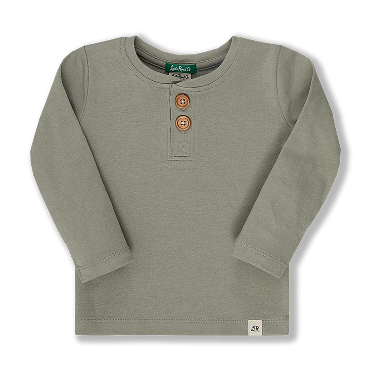 Harbor Gray Long Sleeve Button Tee