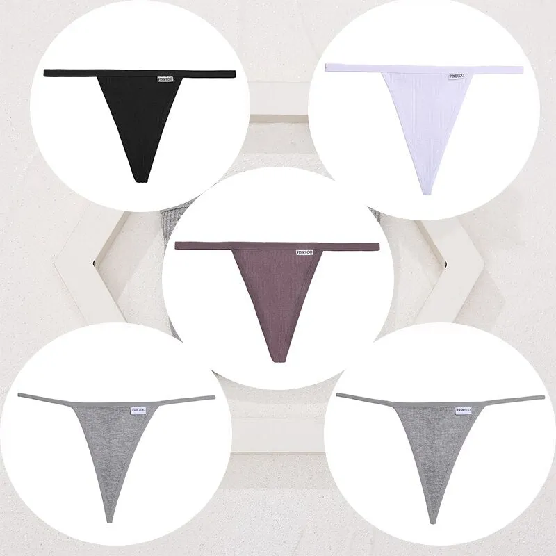 FINETOO 5PCS/Set Sexy G-string M-XL Cotton Girls Panties Women's Pantys Female Underpant Ladies Thong Lingerie Bikini Underwear