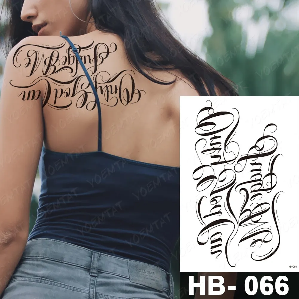 Arabic Language Waterproof Temporary Tattoo Sticker Black Love Text Word Letter Body Art Arm Couple Fake Tatoo For Women Men