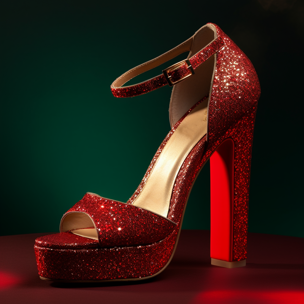 Red Glitter Round Toe Buckle Ankle Strap Wedding Shoes with Platform Nicepairs
