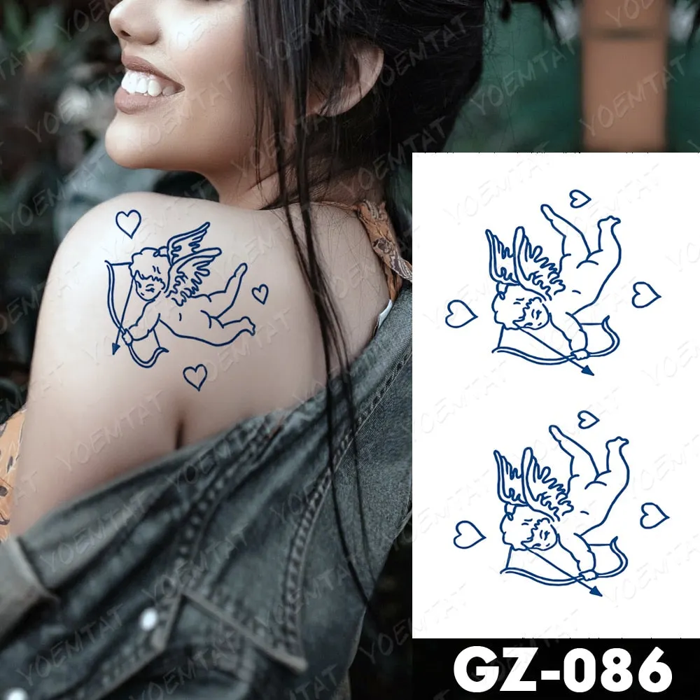 Juice Lasting Waterproof Temporary Tattoo Sticker Rose Butterfly Moon Sun Diamond Heartbeat Wave Flash Fake Tattoos Ink Body Art