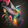 Hummingbird Flower - Full Round Diamond Painting 30*30cm