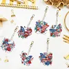 6pcs 5D Diamond Art Key Rings Art Craft DIY Special-shaped Drill Butterfly Flag Keychain Kit