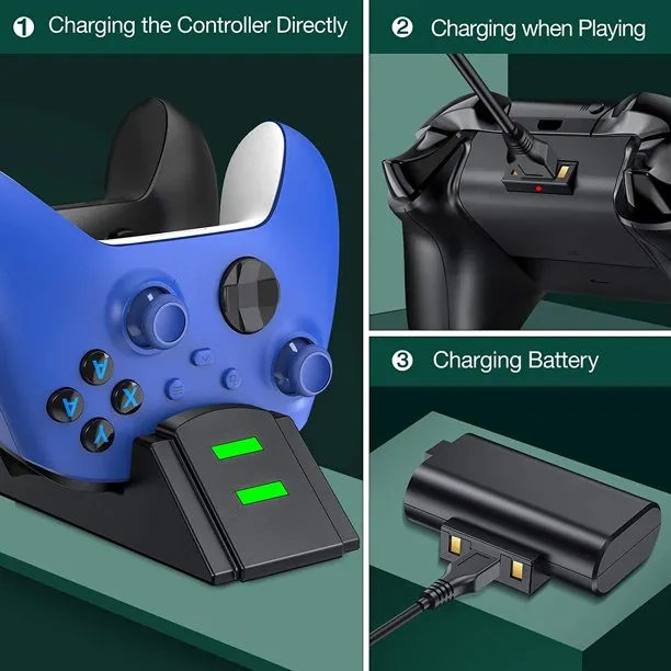 Dinofire Controller Charger Station for Xbox One, Charging Station for Xbox One Controller Battery Pack & 2 x 1200 Rechargeable Battery Pack