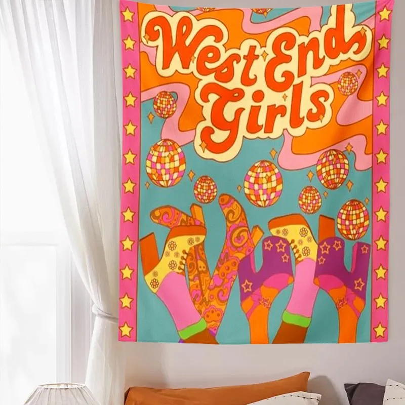 Vintage Wall Tapestry Hanging 80S 70s Rainbow Decor for Girls Dorm Roon Decoration INS Trippy Tapestry Hippie Decor Wall Prints