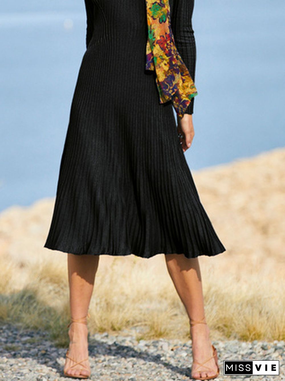 Plain Loose Crew Neck Dresses