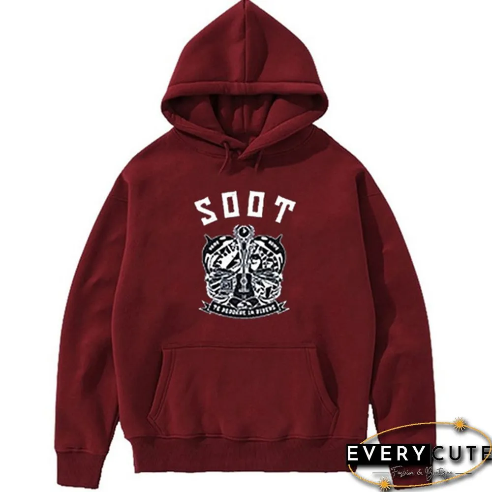Wilbur Soot Unisex Printed Casual Hooded Street Style College Student Round Neck Long Sleeve Sweater