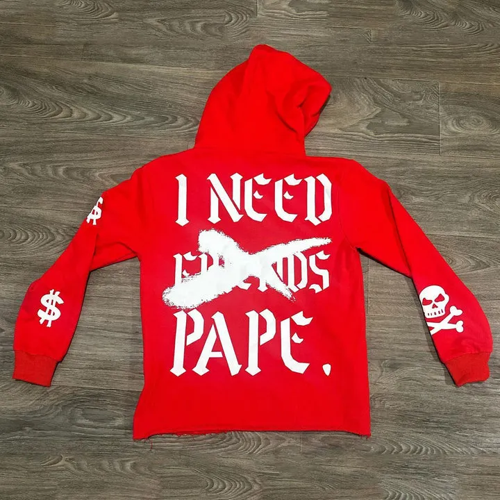 Wealthy Skull Print Long Sleeve Hoodies