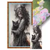 Black Cat Girl-11CT Stamped/14CT Counted Cross Stitch 50*100cm/19.69*39.37in(Big Size)