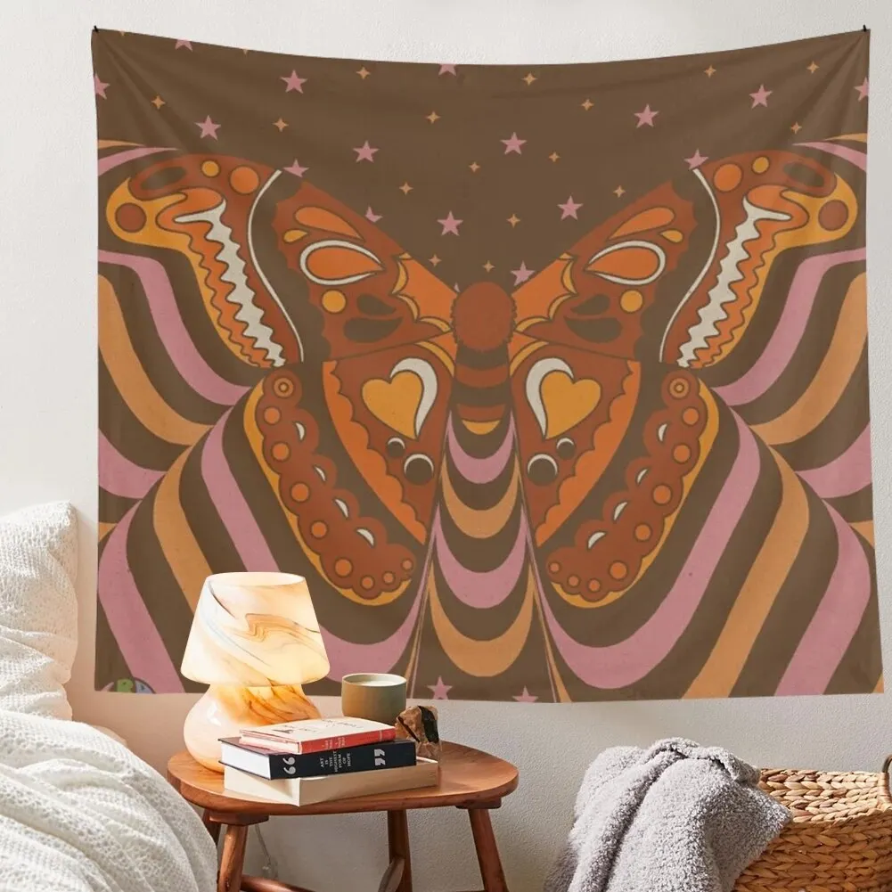 Retro Tapestry Hanging 80s Retro Boho Psychedelic Butterfly Flower Tapestry Wall Hanging Sexy Woman Retro Tapestry Wall Covering