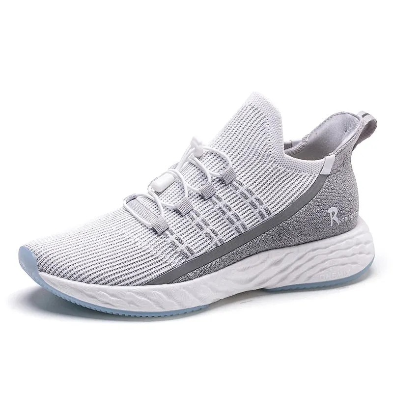 ONEMIX Men Vulcanize Shoes 2019 Breathable Knitted Mesh Reflective Running Sneakers Women Tennis Training Footwear