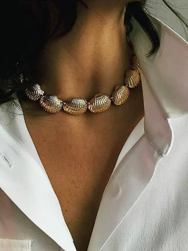Fashion Adjustable Alloy Shell Beach Necklace