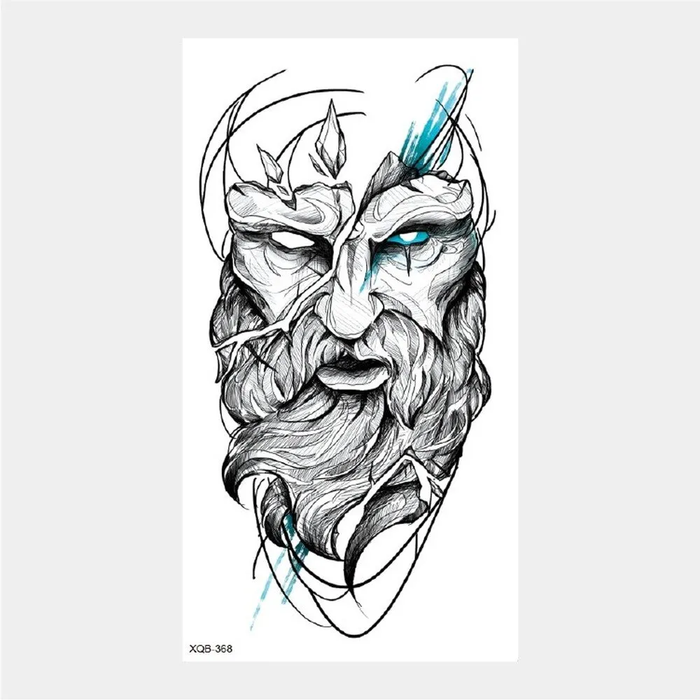 Sdrawing Temporary Tattoo Stickers Animal Tiger Lion Wolf Head Domineering Half Arm Big Picture Water Transfer Tatto Sticker